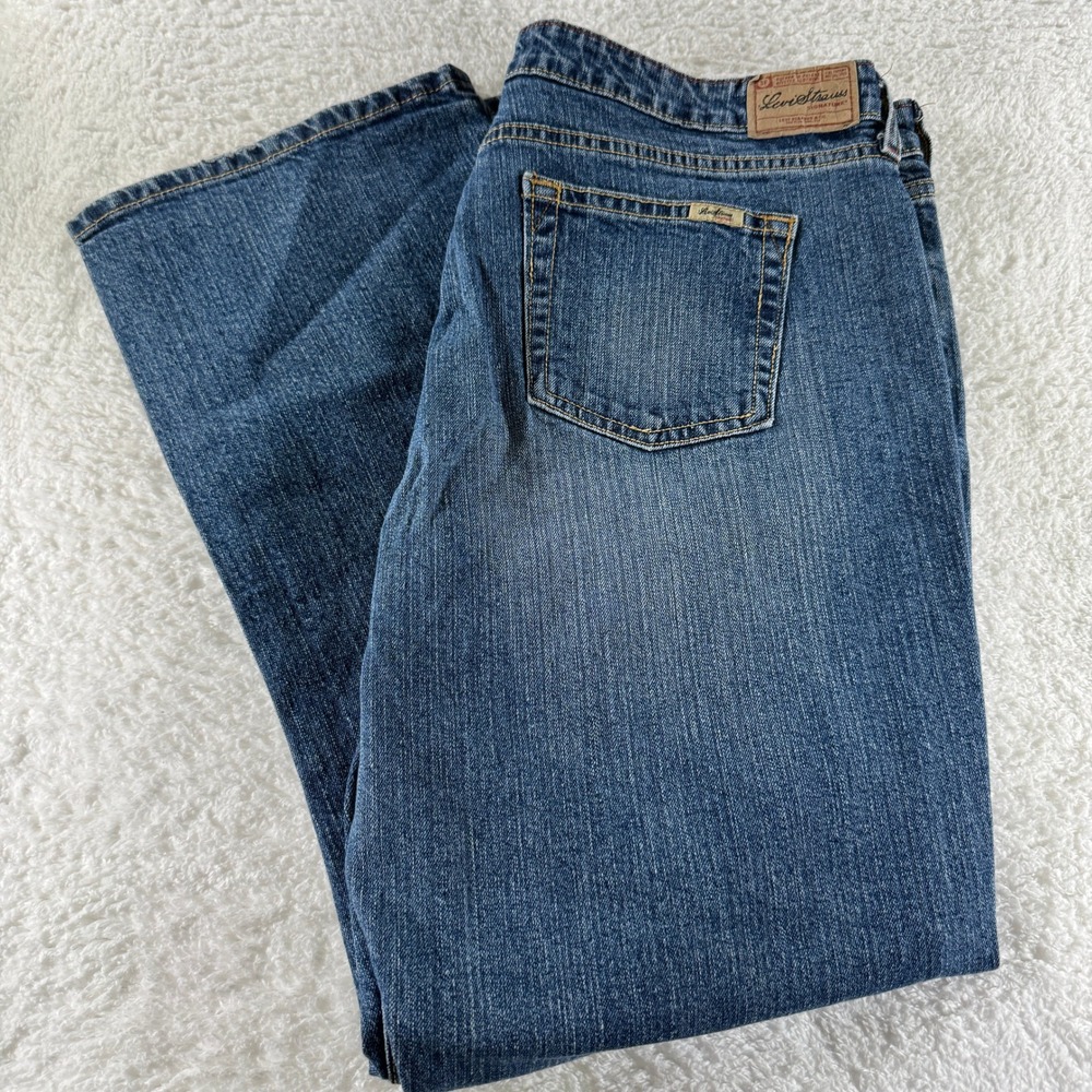 Signature Levi Strauss Jeans Womens 16 Short Blue Low Rise‎ Bootcut 35x30 Clean